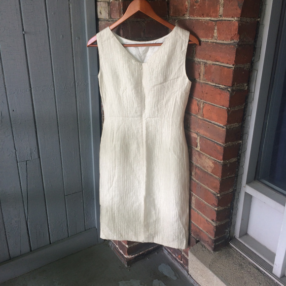 Vintage Italian Boatneck Ivory Linen Sheath Dress - Picture 2 of 7